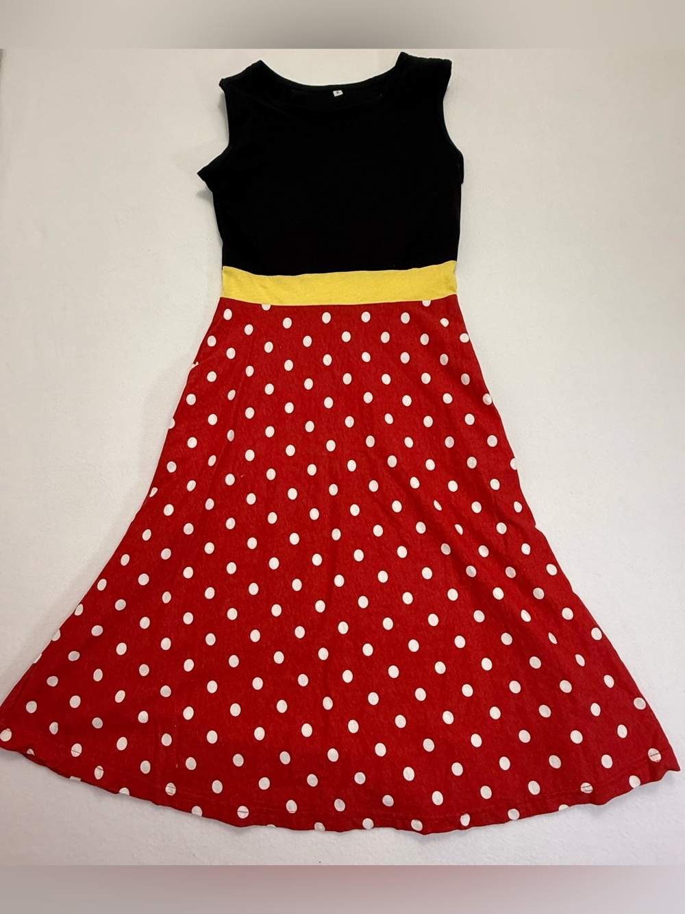 Adult Small Minnie Mouse Inspired Polka Dot Maxi Dress Red Black Costume